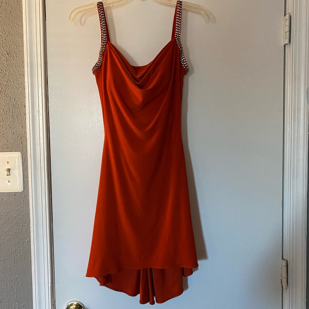 Burnt Orange Midi Formal Dress